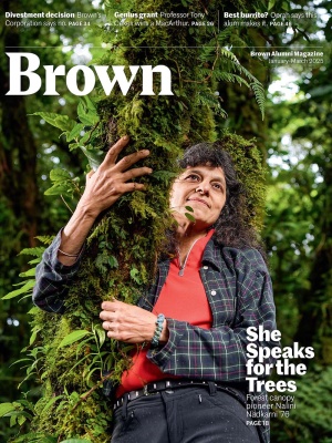 BAM cover featuring Nalini Nadkarni in a tree