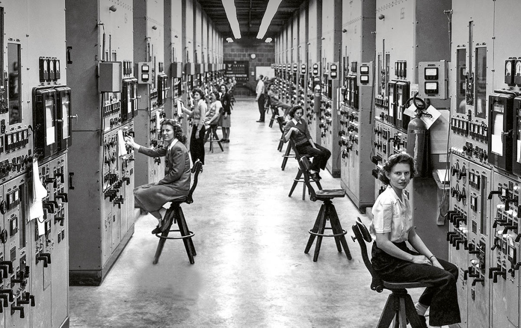 Historical image of women working the calutrons