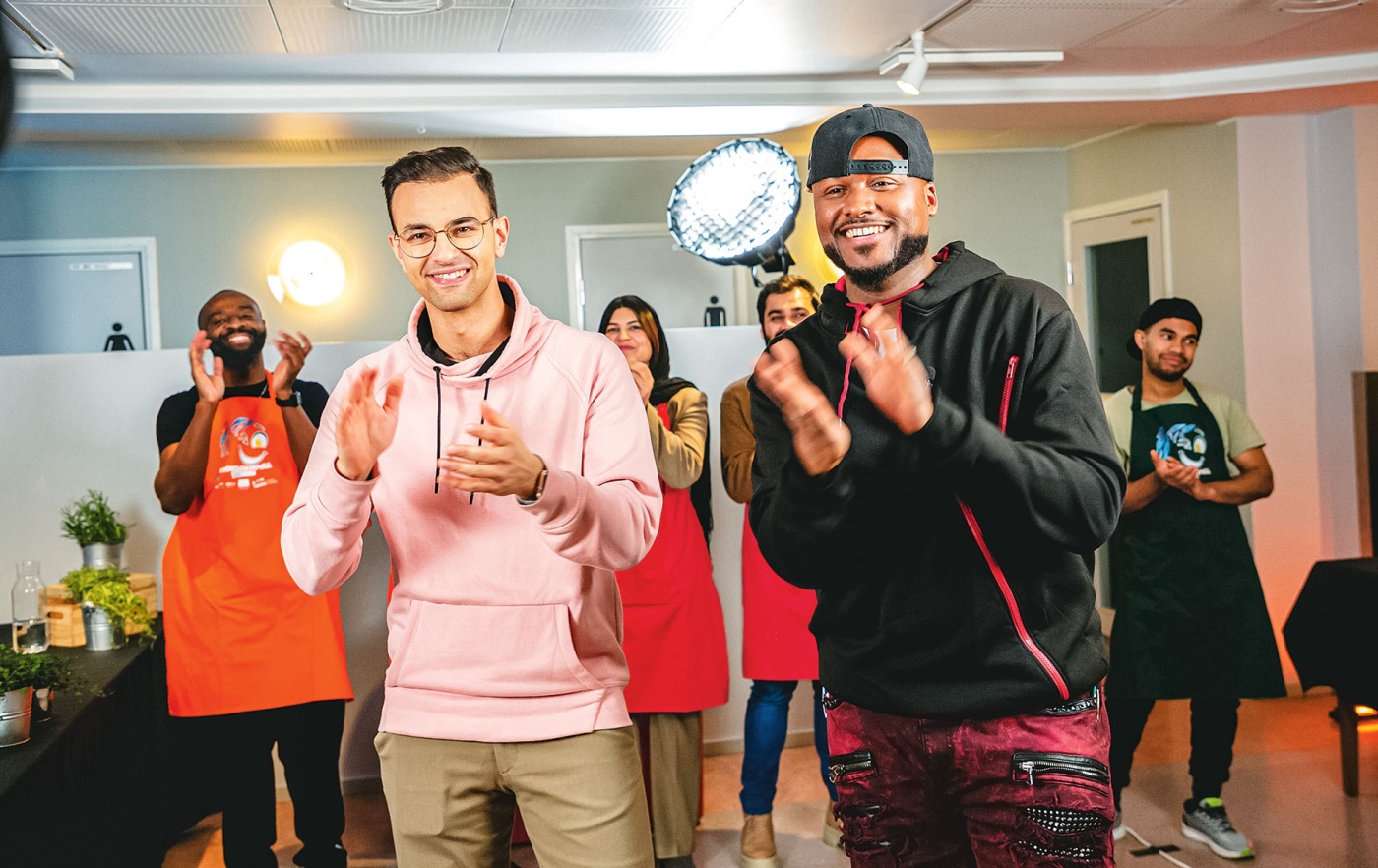 Image of Granger Simmons and his YouTube cohost Oliver Briny on set.