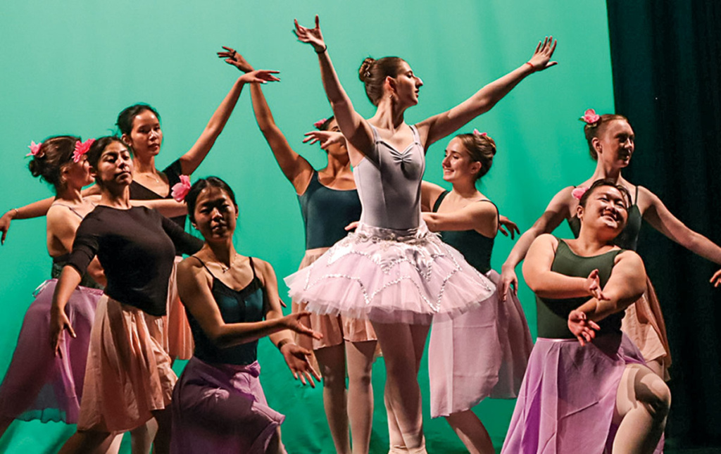 Students performing the Nutcracker on stage