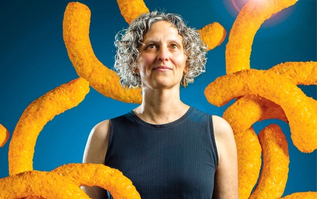 portrait of Charlotte Biltekoff with cheetos