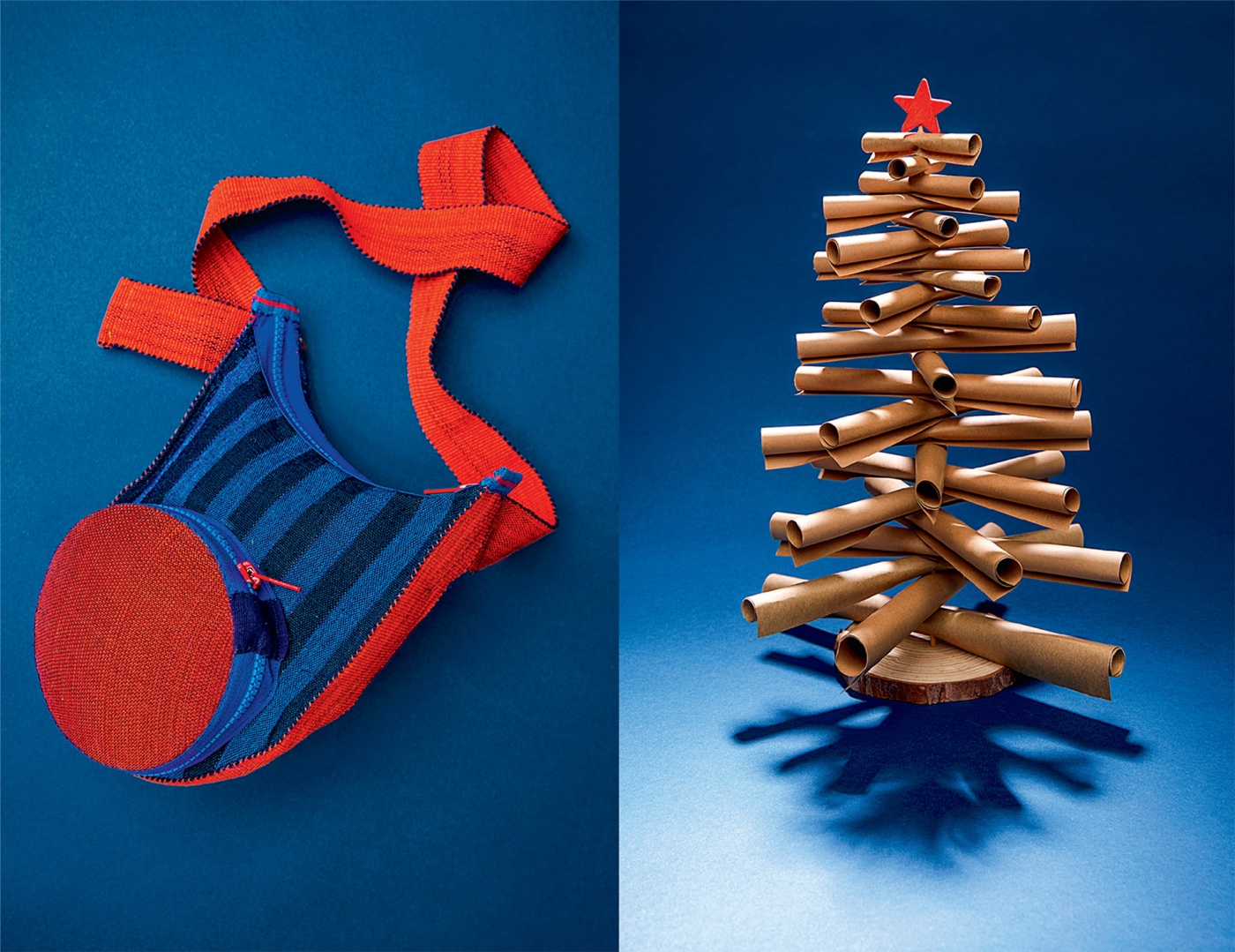 diptych with cloth bag and xmas tree