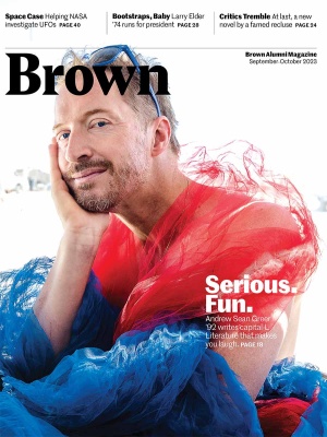 Image of Brown Alumni Magazine's September&ndash;October 2023 cover featuring Andrew Sean Greer